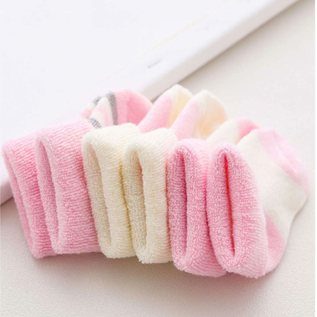 Set 3 pares de calcetines de algodón bebé tonos rosa 0 a 6 meses | Calcetines para bebés y niños pequeños