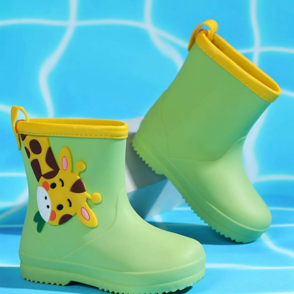 Botas de agua para niño verdes con jirafa en 3D | Calzado