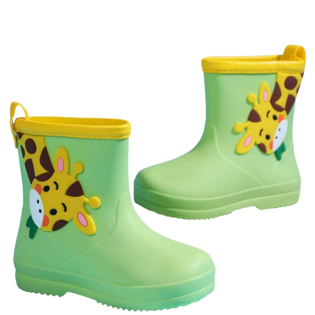 Botas de agua para niño verdes con jirafa en 3D | Calzado