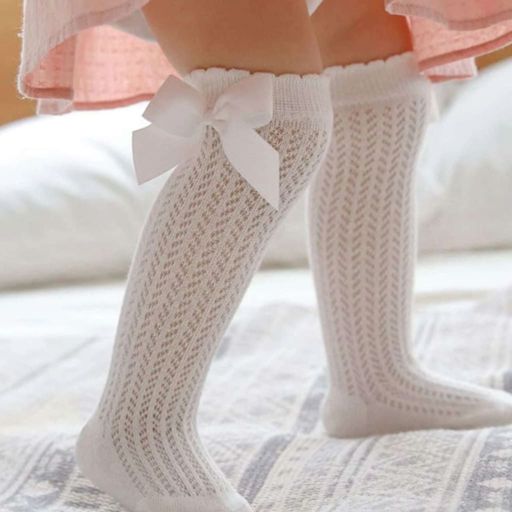 Medias de encaje con lazo para bebés 3 colores disponibles | calcetas para bebés