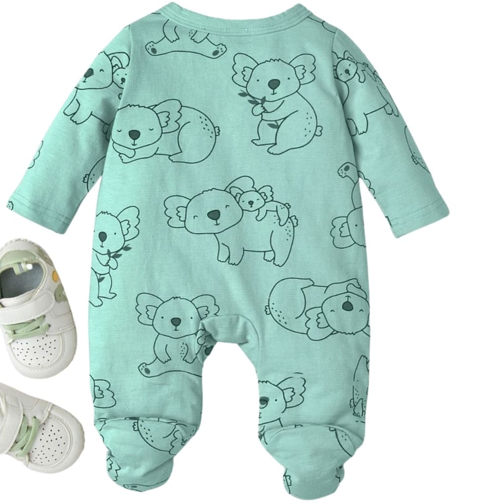 Osito pijama estampado koala color menta | Pijamas y saquitos para bebés