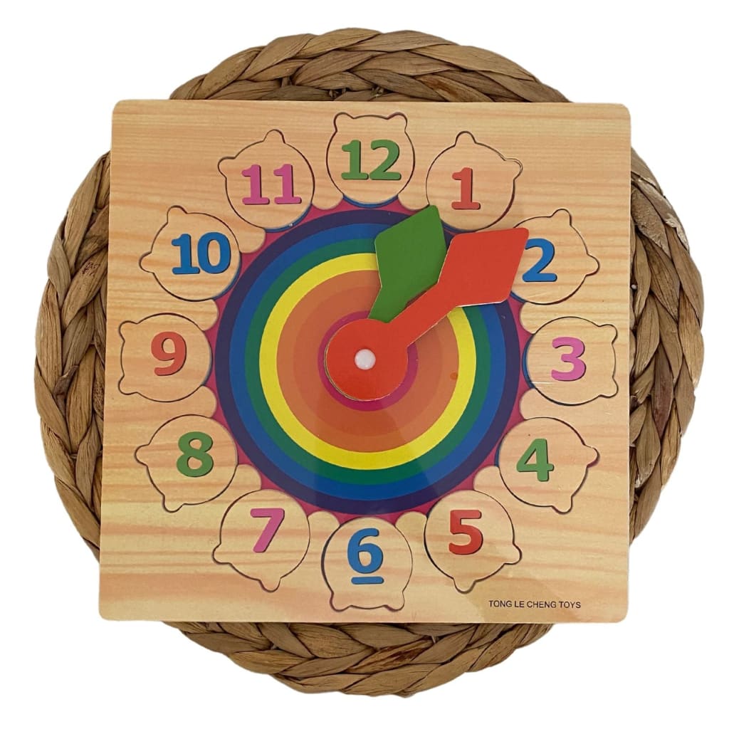 Reloj de madera didáctico montessori con encajes para bebés y niños | Bloques y juegos de clasificación