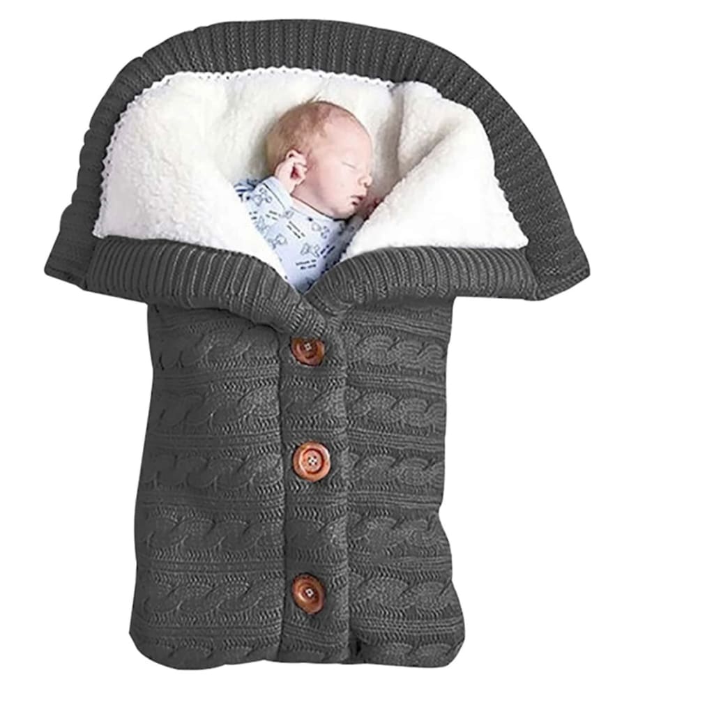 Saco de dormir tejido con chiporro para bebés color celeste | Ropa de abrigo para bebés y niños pequeños