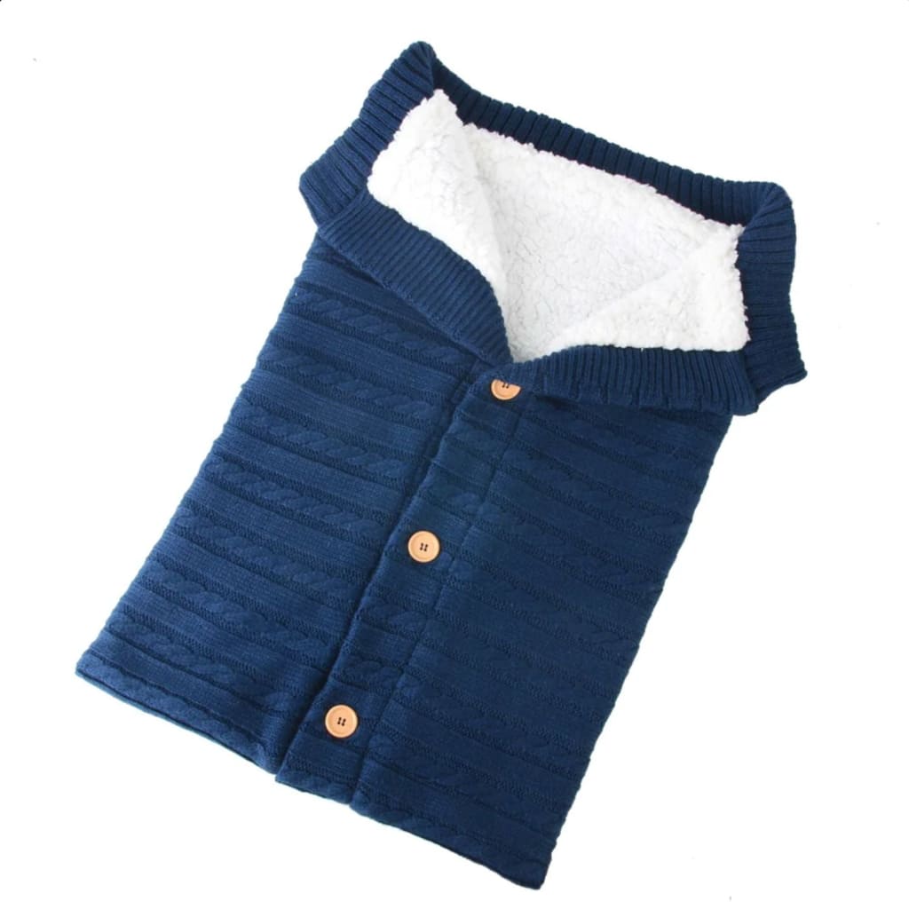 Saco de dormir tejido con chiporro para bebés color Azul oscuro | Ropa de abrigo para bebés y niños pequeños